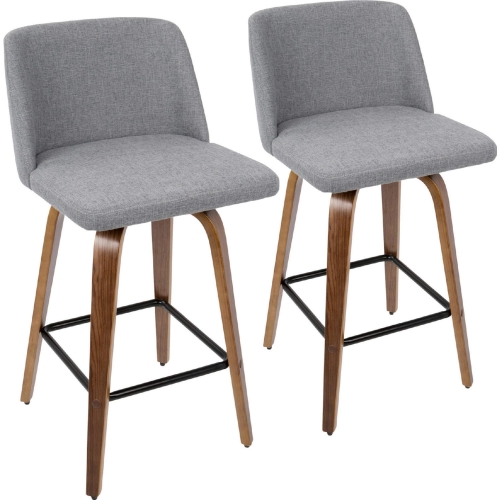 Toriano 26" Counter Stool in Grey Fabric & Walnut Finish (Set of 2)